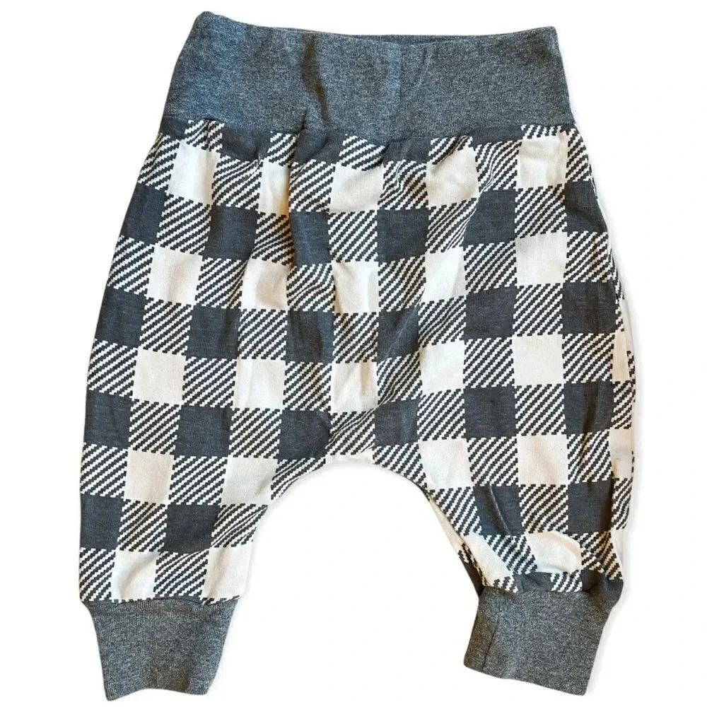 Tesa Babe | Gray & Cream Checked Harem Pants (12-18 m)